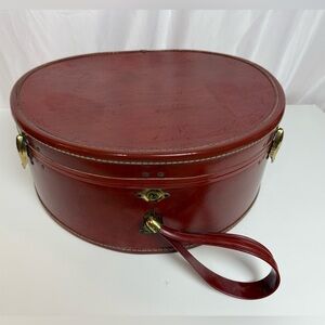 Vintage Samsonite Cognac Leather Hat Box